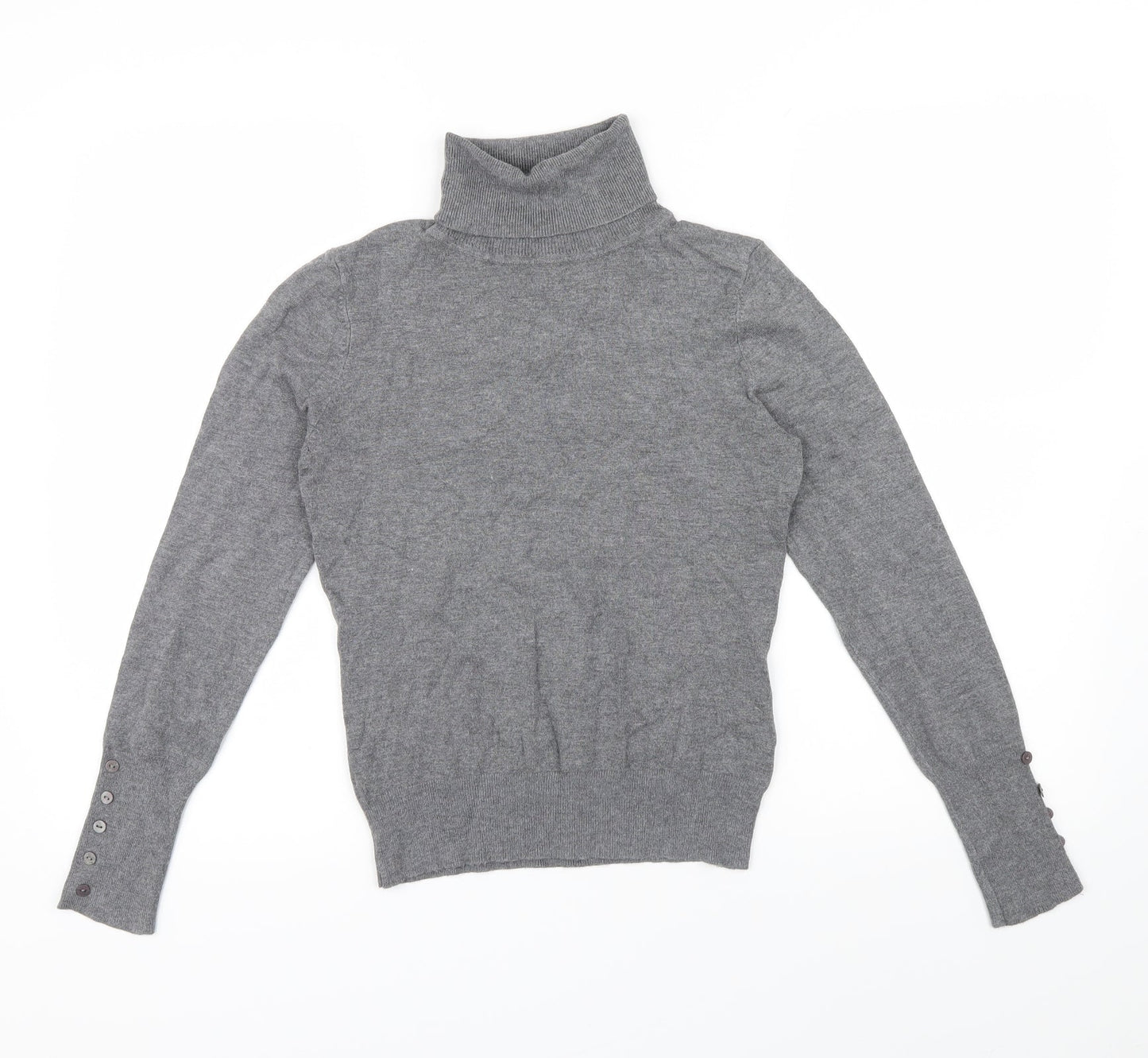 George Womens Grey   Basic T-Shirt Size 12  - buttons on sleeves