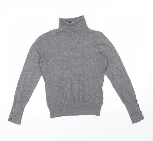 George Womens Grey   Basic T-Shirt Size 12  - buttons on sleeves