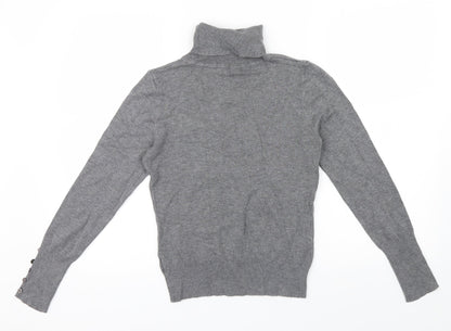 George Womens Grey   Basic T-Shirt Size 12  - buttons on sleeves