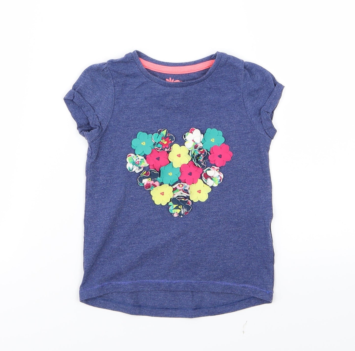 F&F Girls Blue   Basic T-Shirt Size 12-18 Months  - Flowers