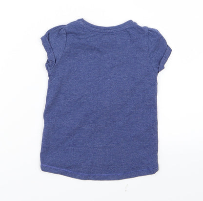 F&F Girls Blue   Basic T-Shirt Size 12-18 Months  - Flowers