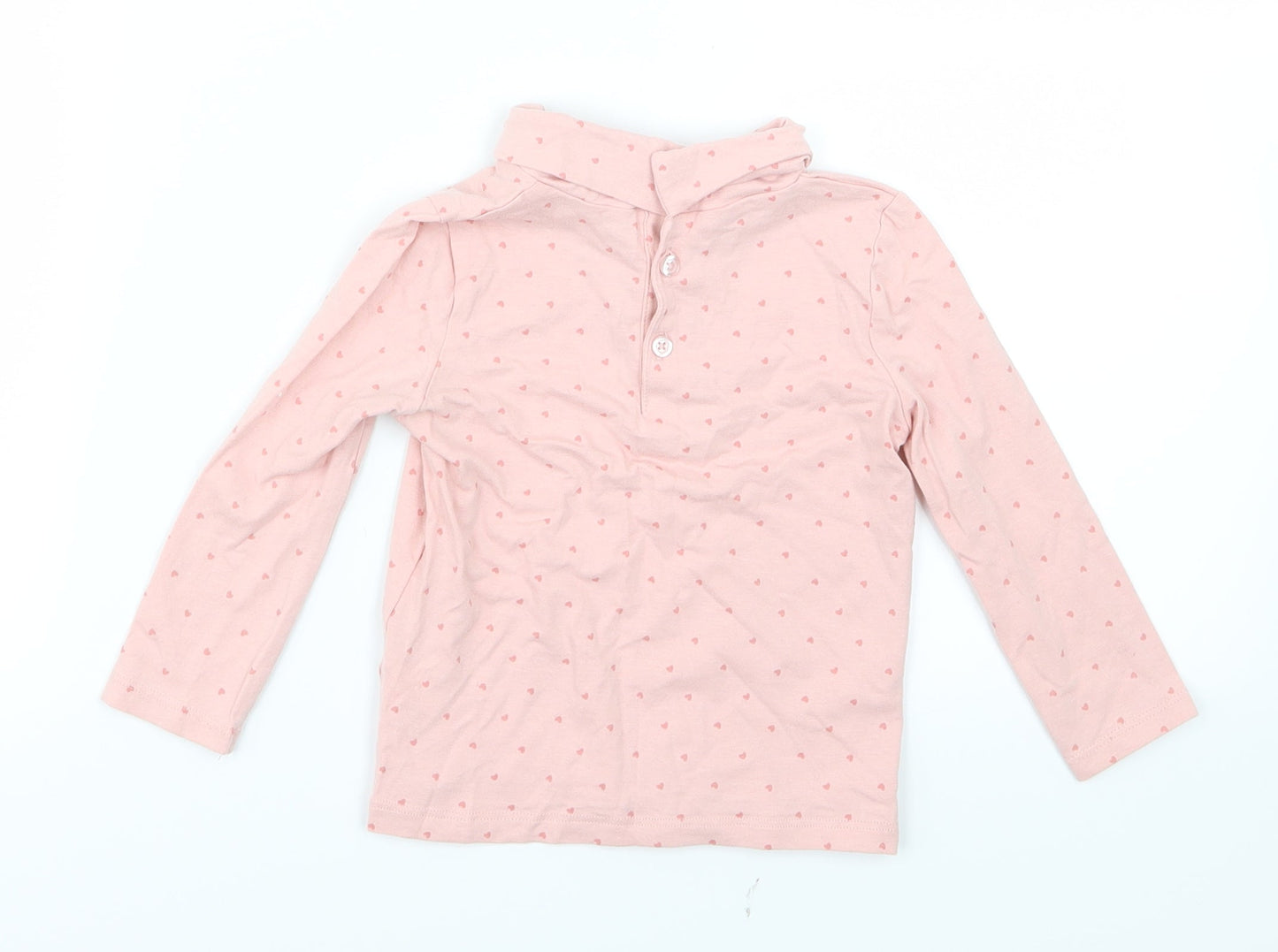 Primark Girls Pink Geometric  Basic T-Shirt Size 18-24 Months  - Heart print