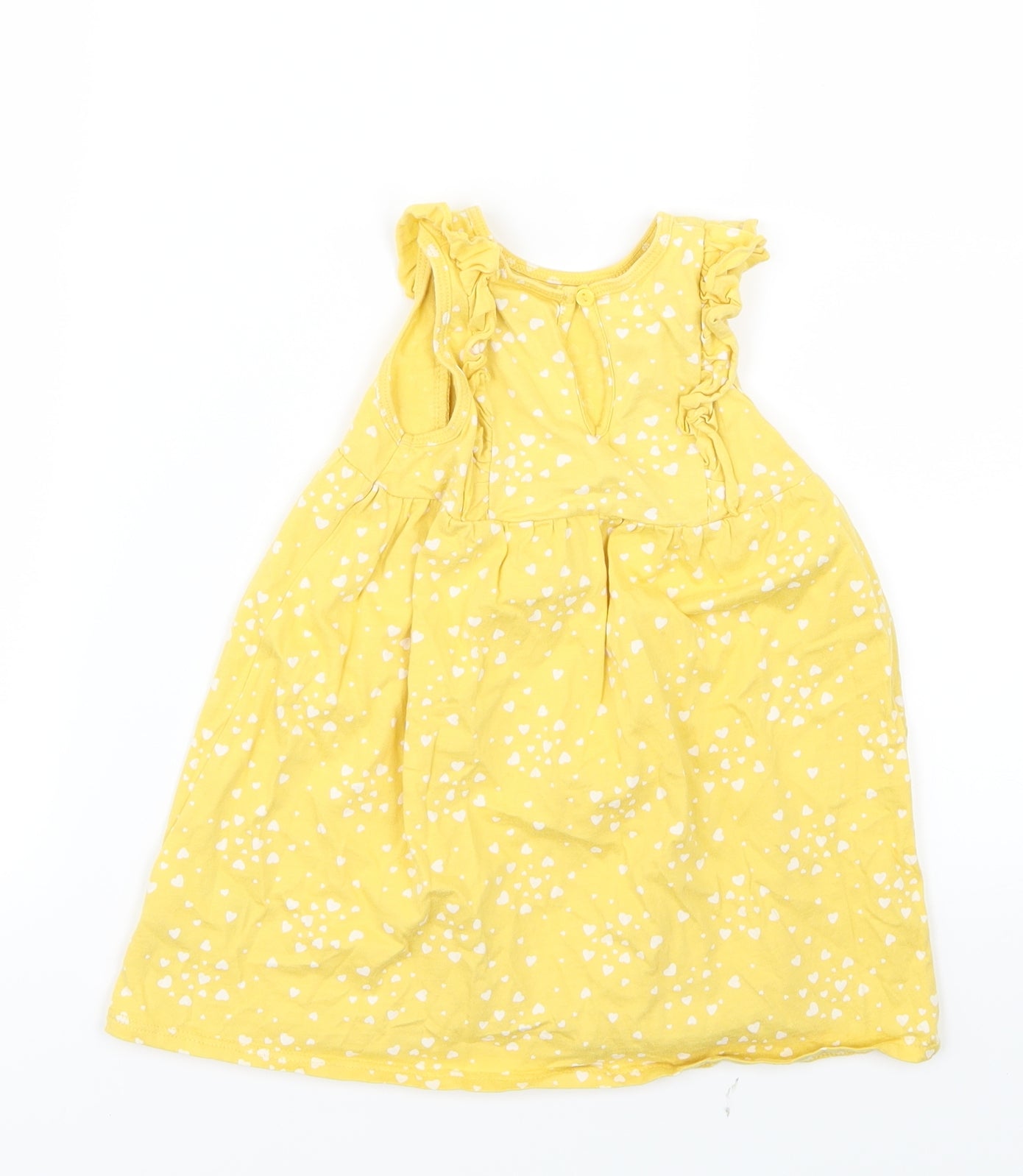 H&M Girls Yellow Geometric  Shirt Dress  Size 12-18 Months  - Heart print