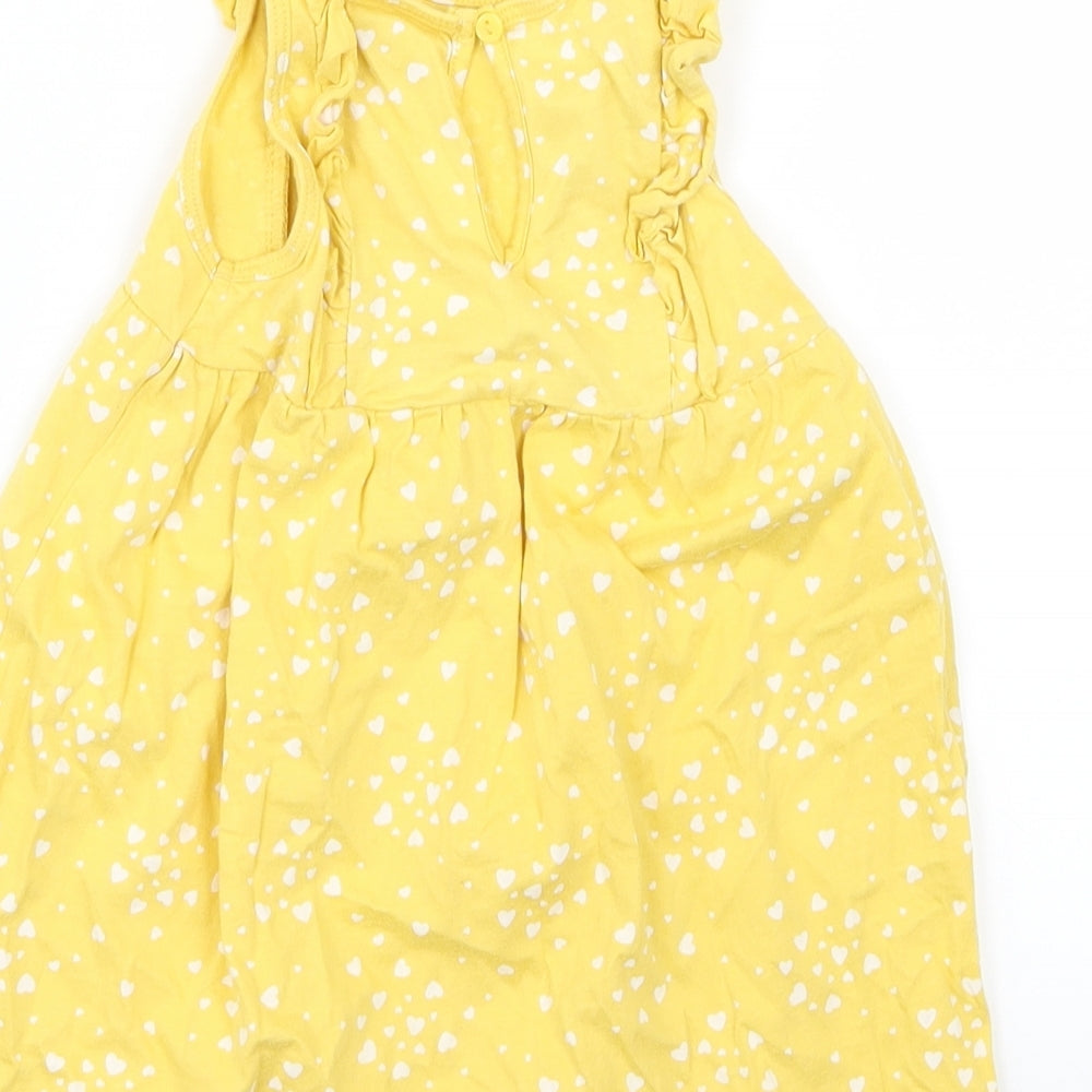 H&M Girls Yellow Geometric  Shirt Dress  Size 12-18 Months  - Heart print