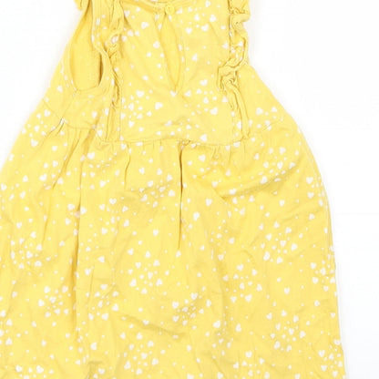 H&M Girls Yellow Geometric  Shirt Dress  Size 12-18 Months  - Heart print