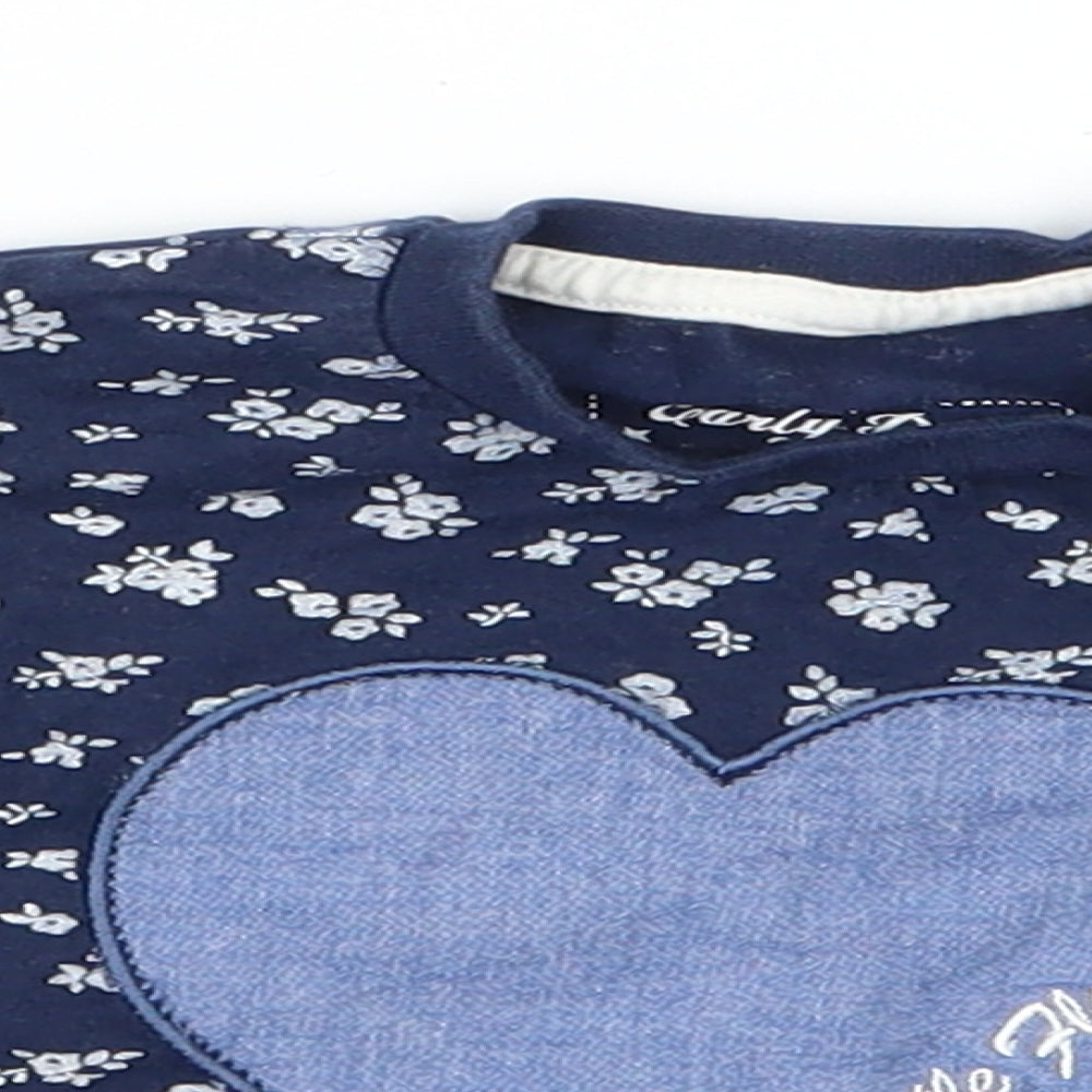 Early Days Girls Blue Floral  Basic T-Shirt Size Newborn