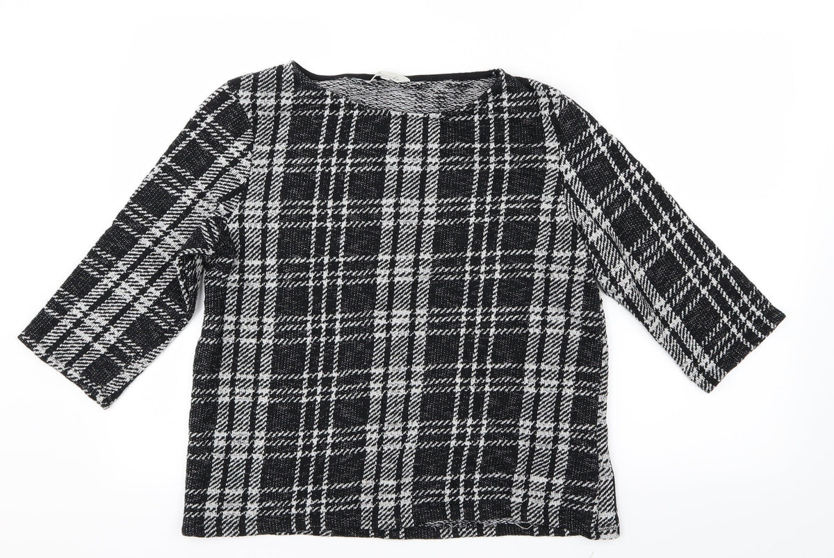 Peacocks Womens Black Check Knit Pullover Jumper Size 16