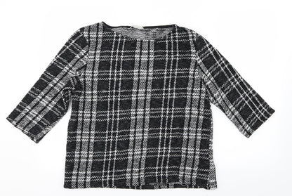 Peacocks Womens Black Check Knit Pullover Jumper Size 16