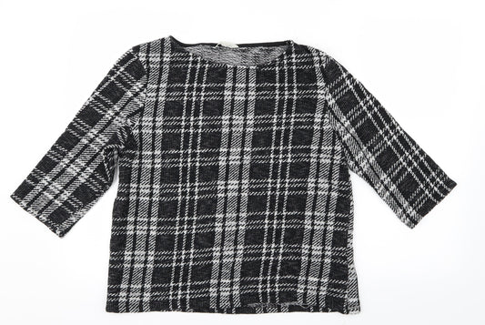 Peacocks Womens Black Check Knit Pullover Jumper Size 16