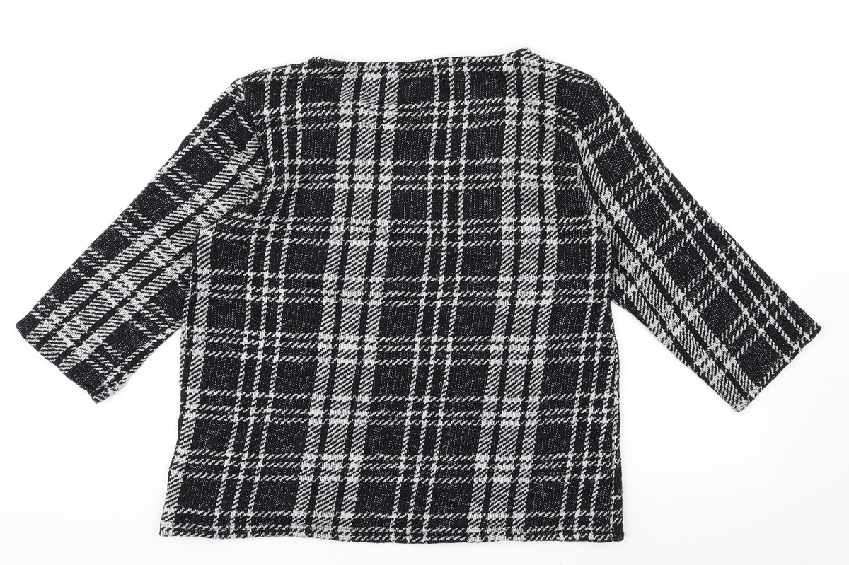 Peacocks Womens Black Check Knit Pullover Jumper Size 16
