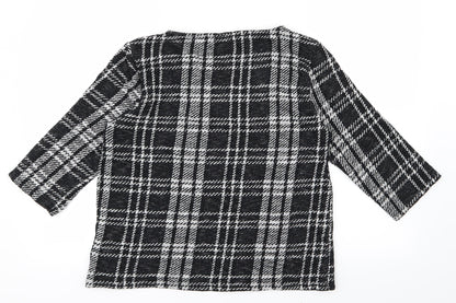 Peacocks Womens Black Check Knit Pullover Jumper Size 16