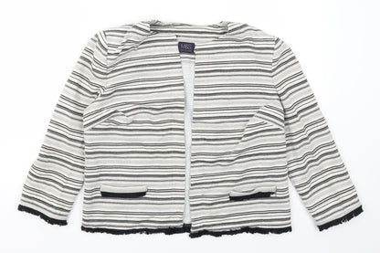 Marks and Spencer Womens Grey Striped  Cardigan Jumper Size 12