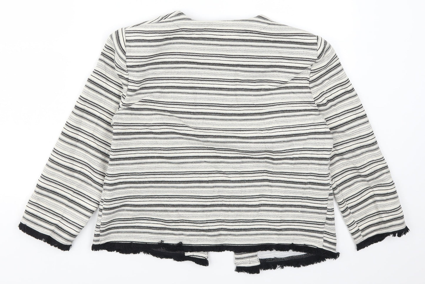 Marks and Spencer Womens Grey Striped  Cardigan Jumper Size 12