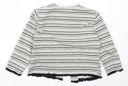 Marks and Spencer Womens Grey Striped  Cardigan Jumper Size 12