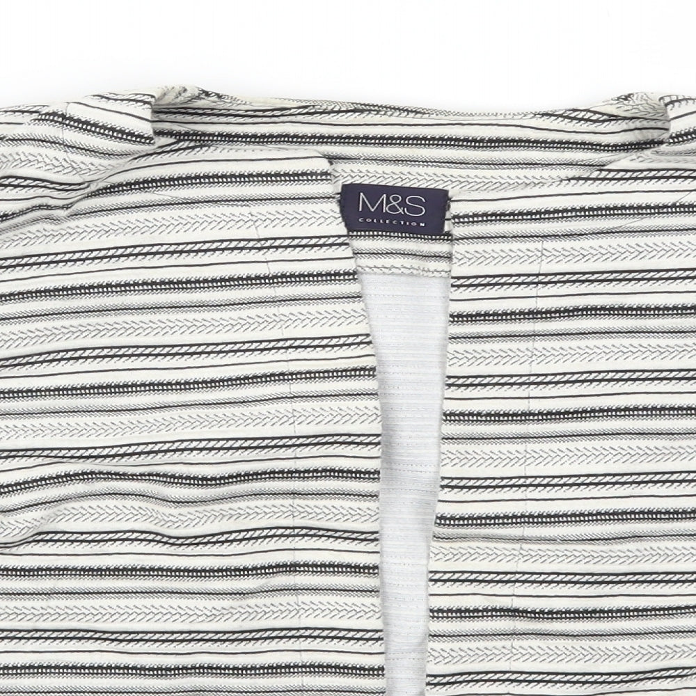 Marks and Spencer Womens Grey Striped  Cardigan Jumper Size 12