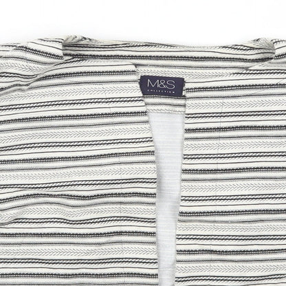 Marks and Spencer Womens Grey Striped  Cardigan Jumper Size 12