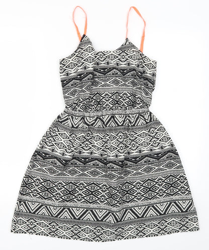 Atmosphere Womens Grey Geometric  Skater Dress  Size 8
