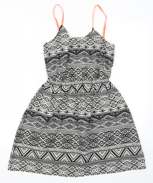 Atmosphere Womens Grey Geometric  Skater Dress  Size 8
