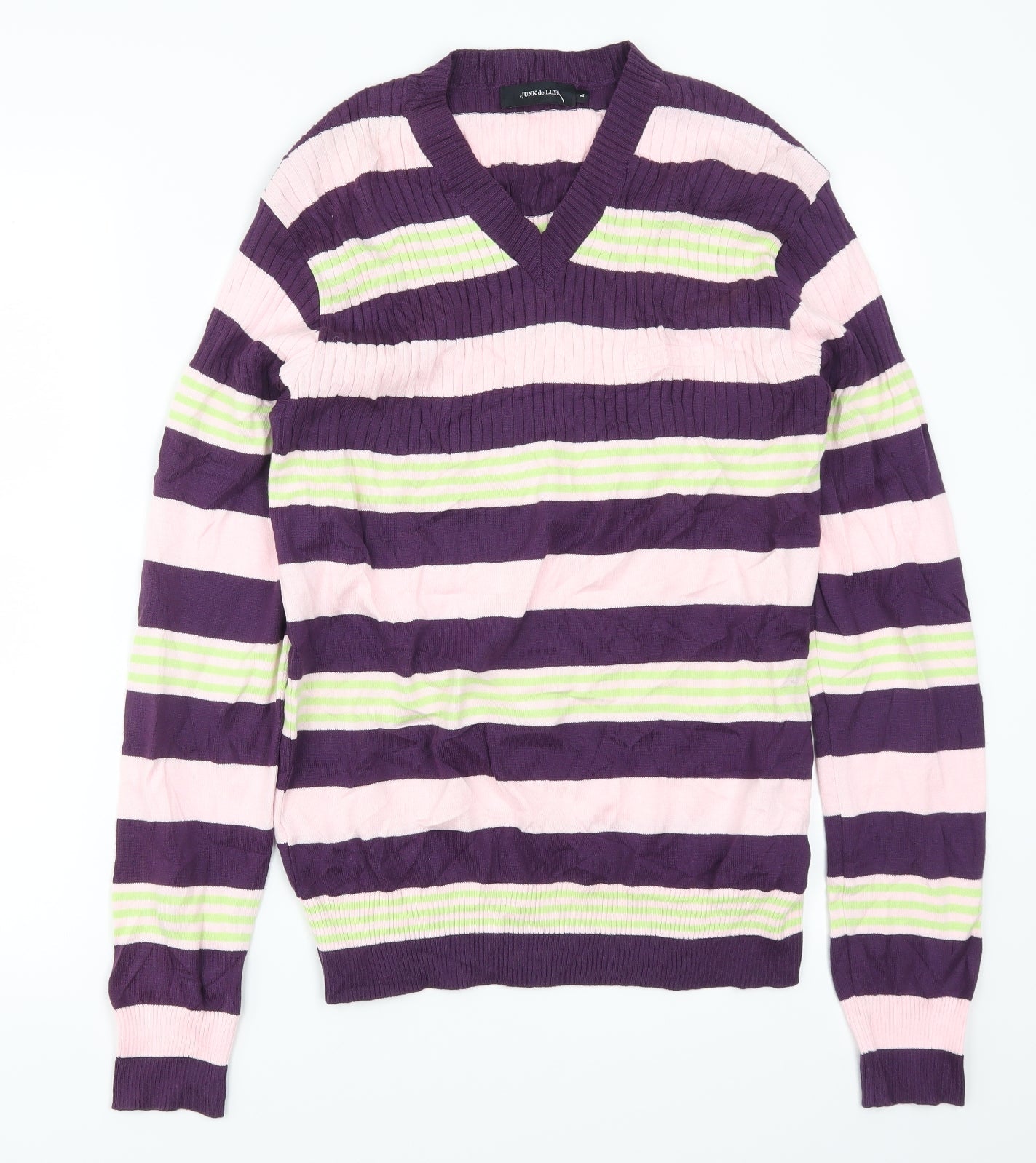 JUNK de LUXE Womens Purple Striped  Pullover Jumper Size L  - Pink