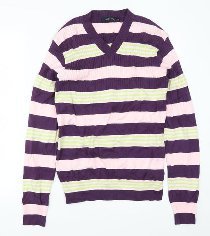 JUNK de LUXE Womens Purple Striped  Pullover Jumper Size L  - Pink