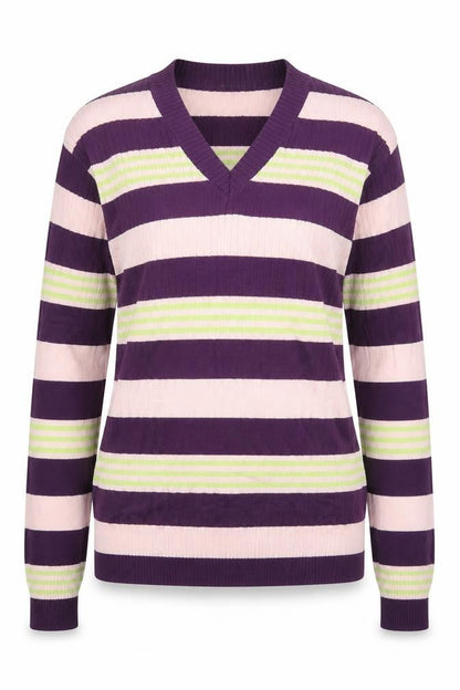 JUNK de LUXE Womens Purple Striped  Pullover Jumper Size L  - Pink