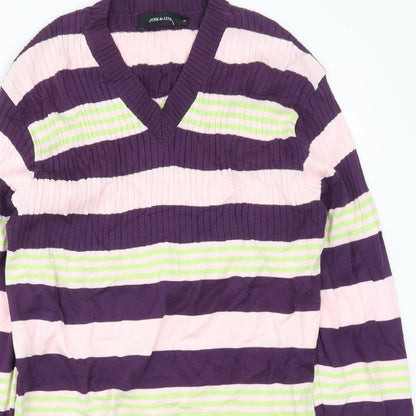 JUNK de LUXE Womens Purple Striped  Pullover Jumper Size L  - Pink