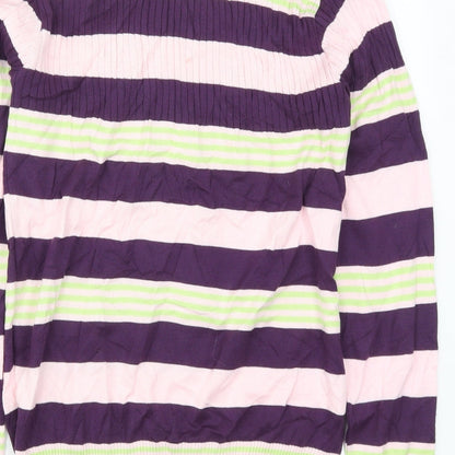 JUNK de LUXE Womens Purple Striped  Pullover Jumper Size L  - Pink