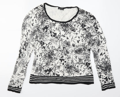 Statement Womens Black Floral  Pullover Jumper Size 12  - Black and White