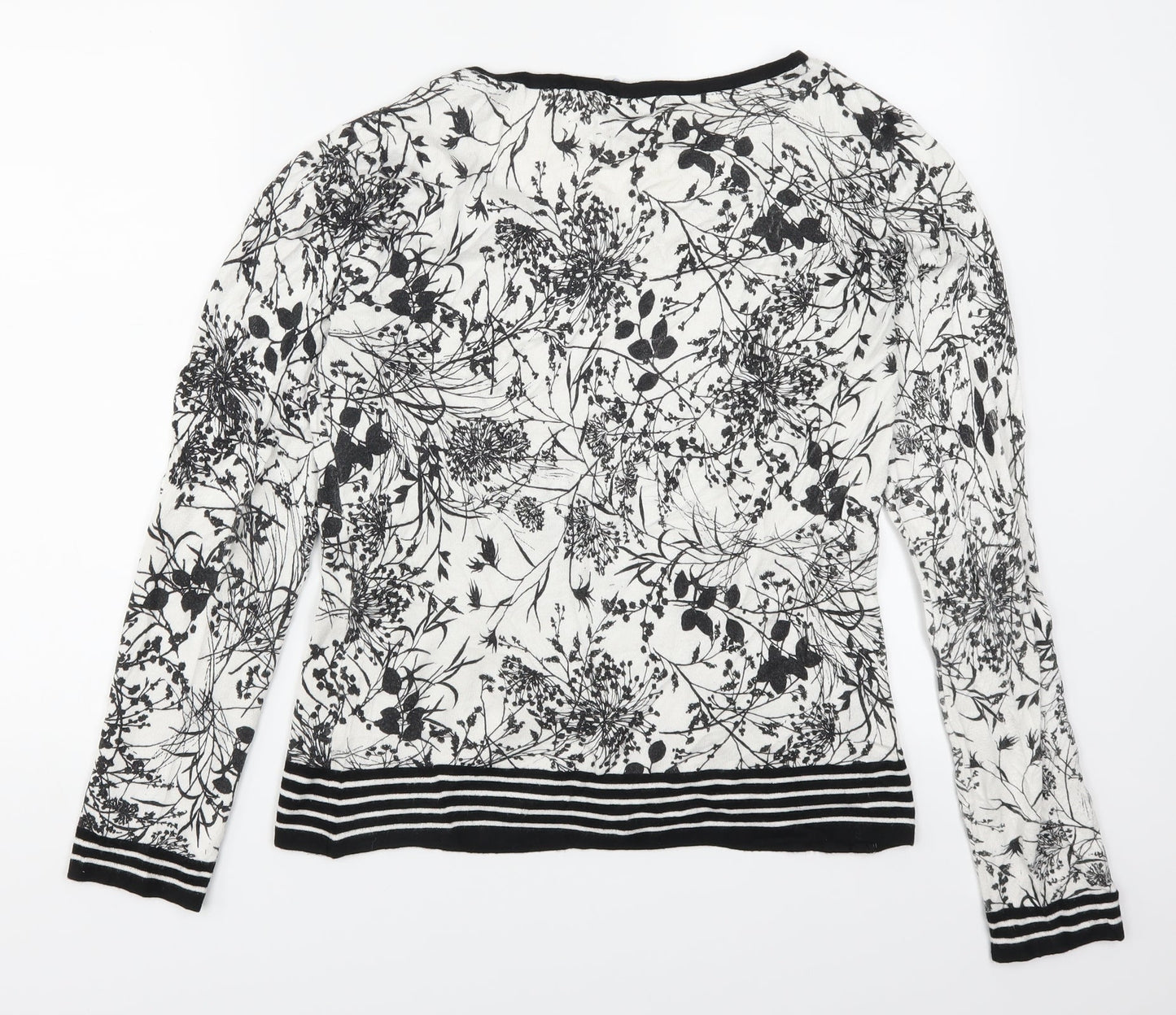 Statement Womens Black Floral  Pullover Jumper Size 12  - Black and White