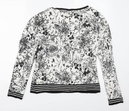 Statement Womens Black Floral  Pullover Jumper Size 12  - Black and White