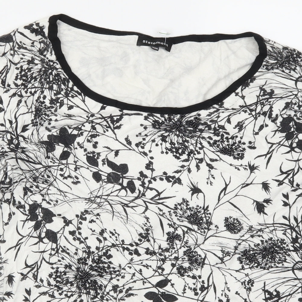 Statement Womens Black Floral  Pullover Jumper Size 12  - Black and White