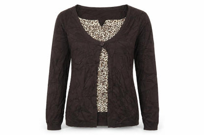 Authentic Womens Brown Animal Print  Cardigan Jumper Size 12  - Cardigan and Top All in One