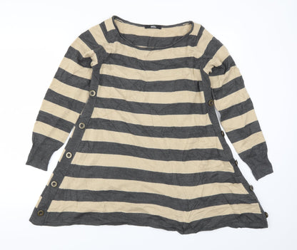 Marks & Spencer Womens Beige Striped  Pullover Jumper Size 8
