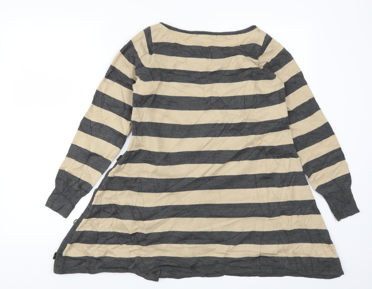 Marks & Spencer Womens Beige Striped  Pullover Jumper Size 8