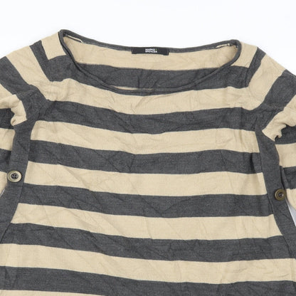 Marks & Spencer Womens Beige Striped  Pullover Jumper Size 8