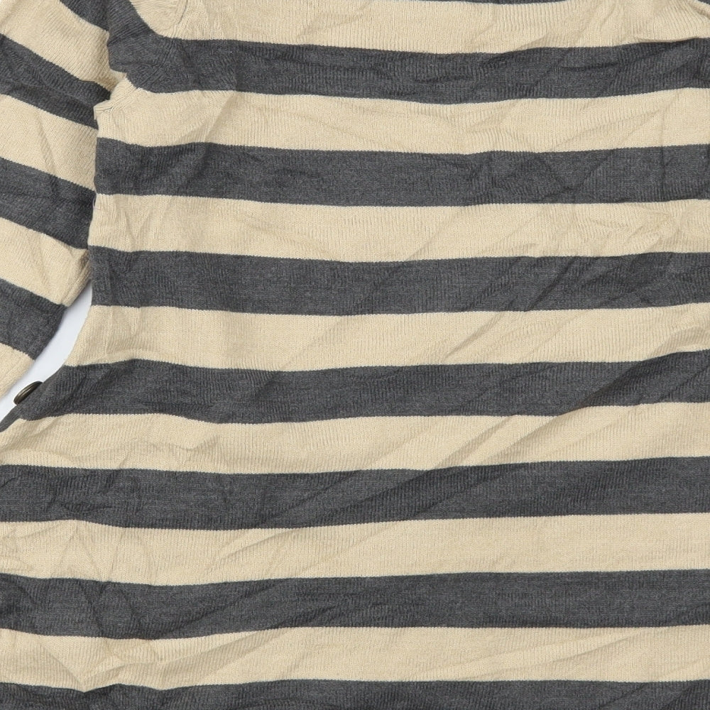 Marks & Spencer Womens Beige Striped  Pullover Jumper Size 8