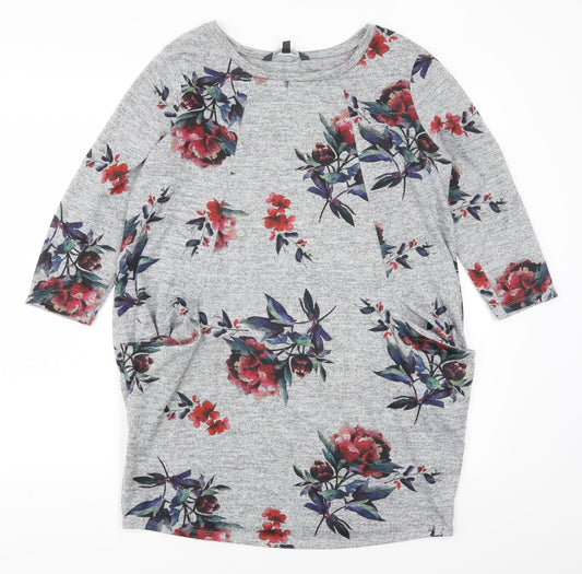 Bonmarché Womens Grey Floral  Pullover Jumper Size 12