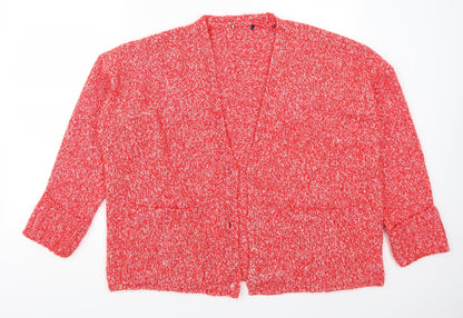 Marks and Spencer Womens Red   Cardigan Jumper Size XL