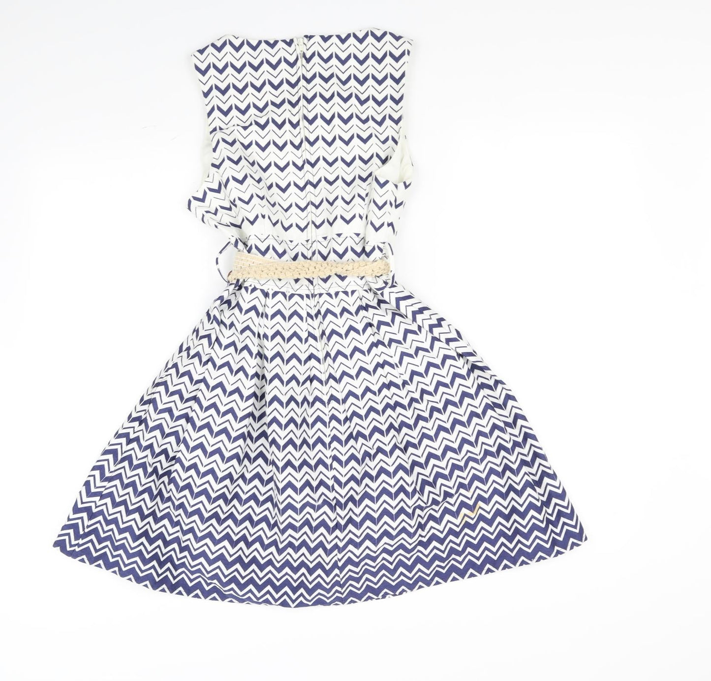 Teeze Me Girls White Striped  A-Line  Size 3 Years  - Belted