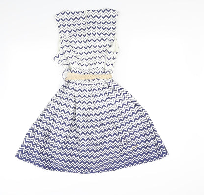 Teeze Me Girls White Striped  A-Line  Size 3 Years  - Belted