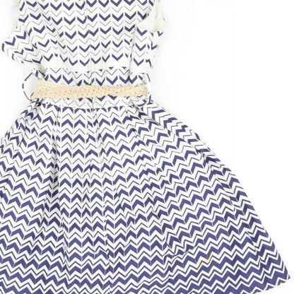 Teeze Me Girls White Striped  A-Line  Size 3 Years  - Belted