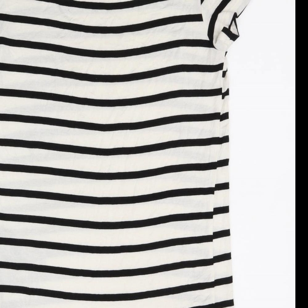 Only You Womens White Striped  Basic T-Shirt Size M