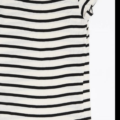 Only You Womens White Striped  Basic T-Shirt Size M