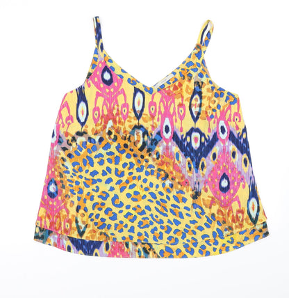 George Womens Yellow Geometric  Basic Blouse Size L