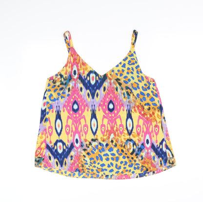 George Womens Yellow Geometric  Basic Blouse Size L