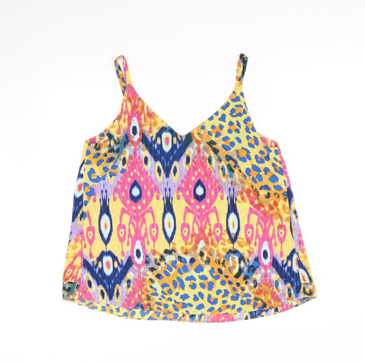 George Womens Yellow Geometric  Basic Blouse Size L