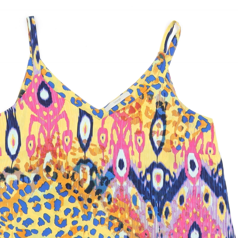 George Womens Yellow Geometric  Basic Blouse Size L