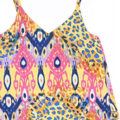 George Womens Yellow Geometric  Basic Blouse Size L