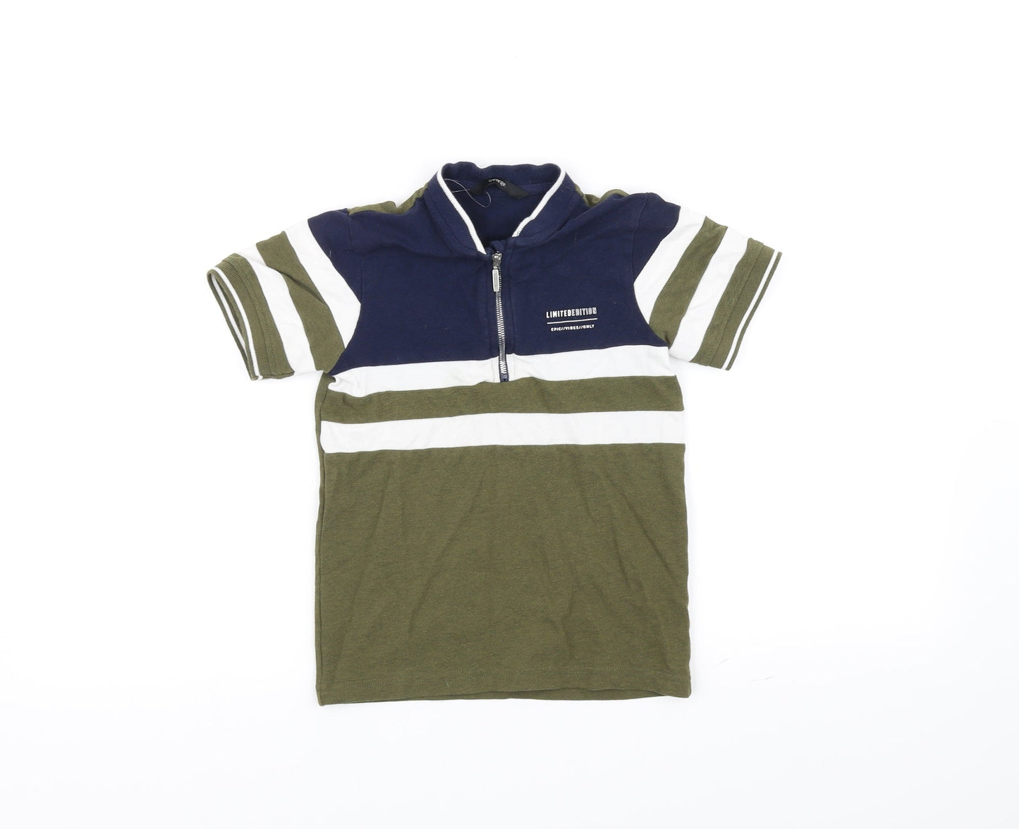 George Boys Blue Striped  Basic Polo Size 6-7 Years
