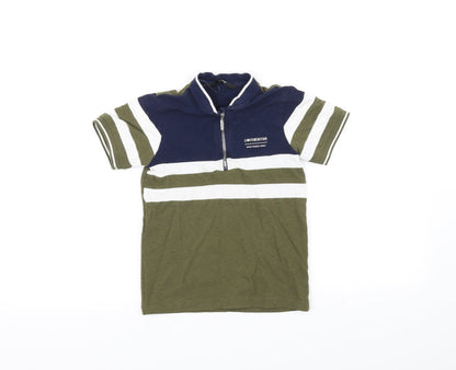George Boys Blue Striped  Basic Polo Size 6-7 Years